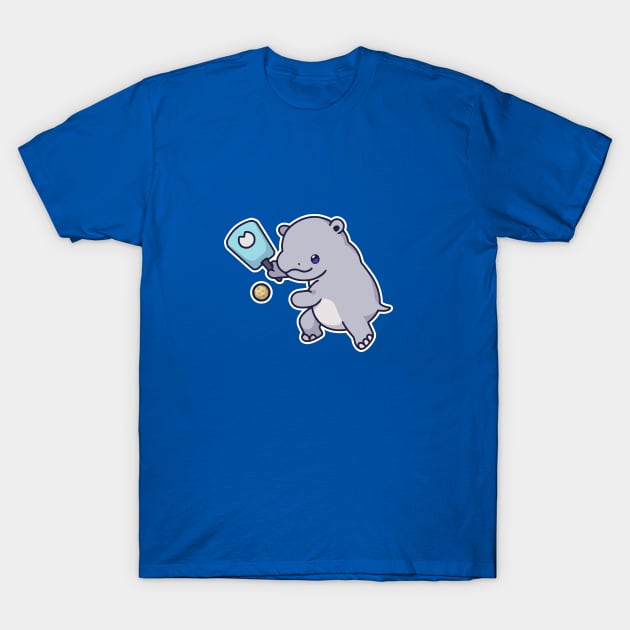Kawaii Sports Pickleball Hippo T-Shirt by rojakdesigns